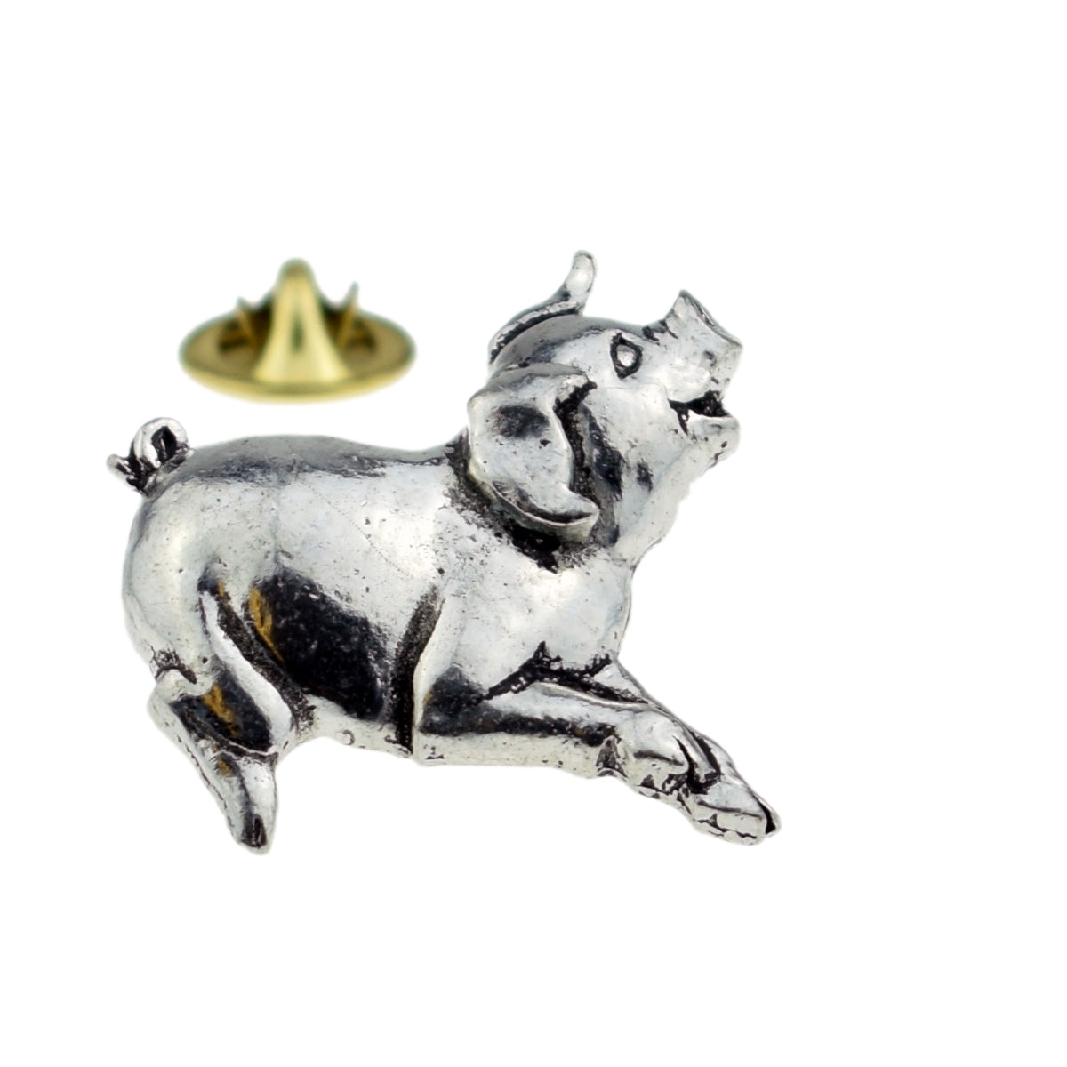 Running Pig English Pewter Lapel Pin Badge