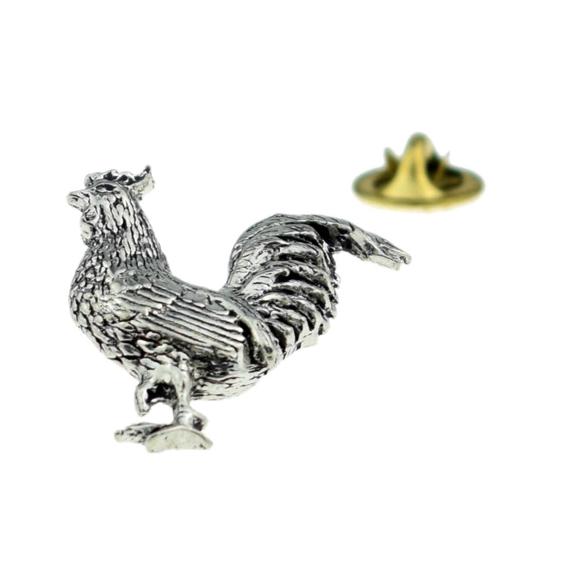 Cockerel Rooster Chicken English Pewter Lapel Pin Badge