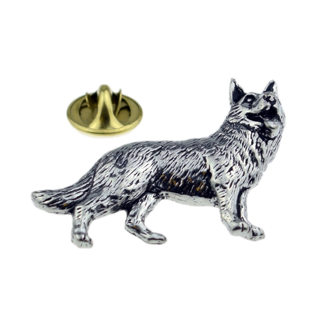 German Shepherd Dog Pewter Lapel Pin Badge