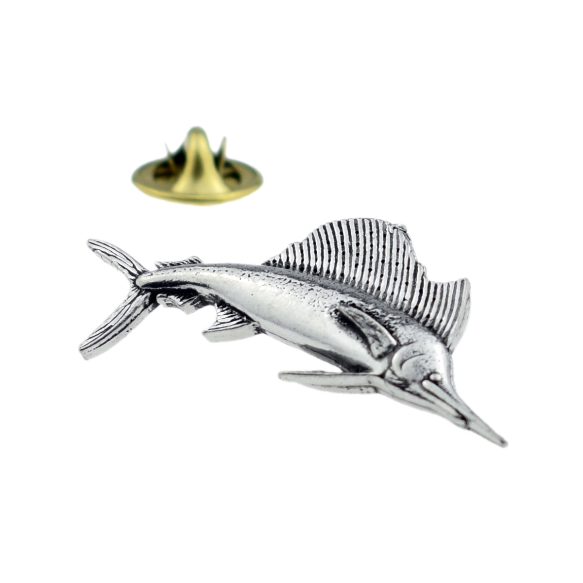 Sailfish (Like Marlin) fish fishing English Pewter Lapel Pin Badge