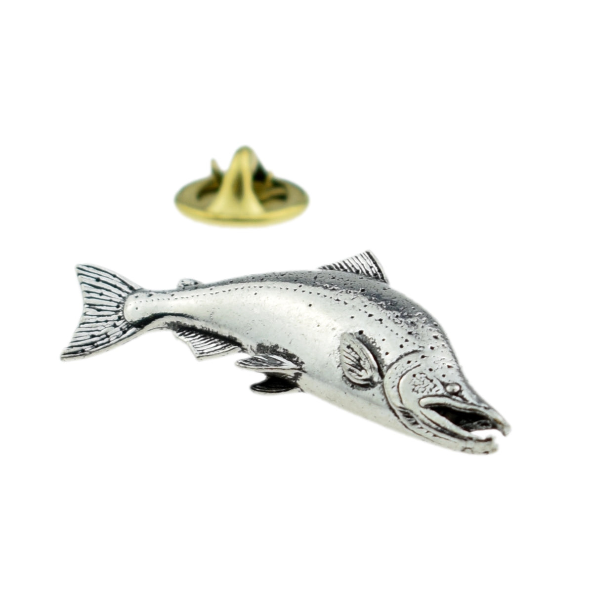 Large Salmon Fish Pewter Lapel Pin Badge