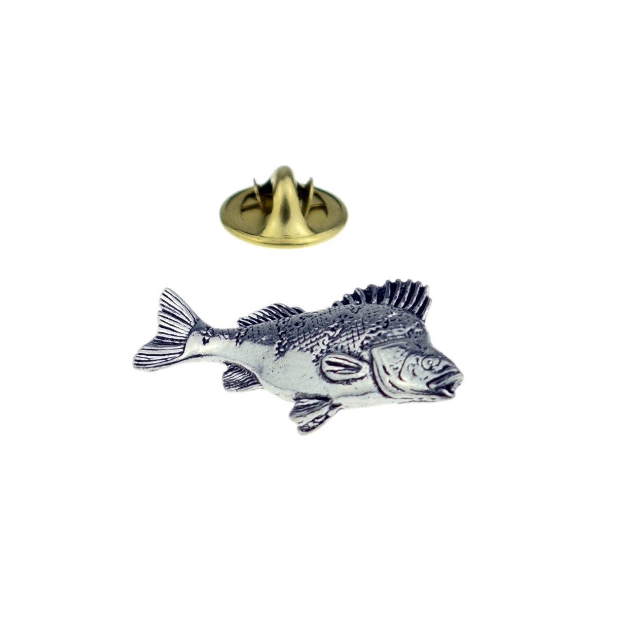 Large Perch fish fishing English Pewter Lapel Pin Badge