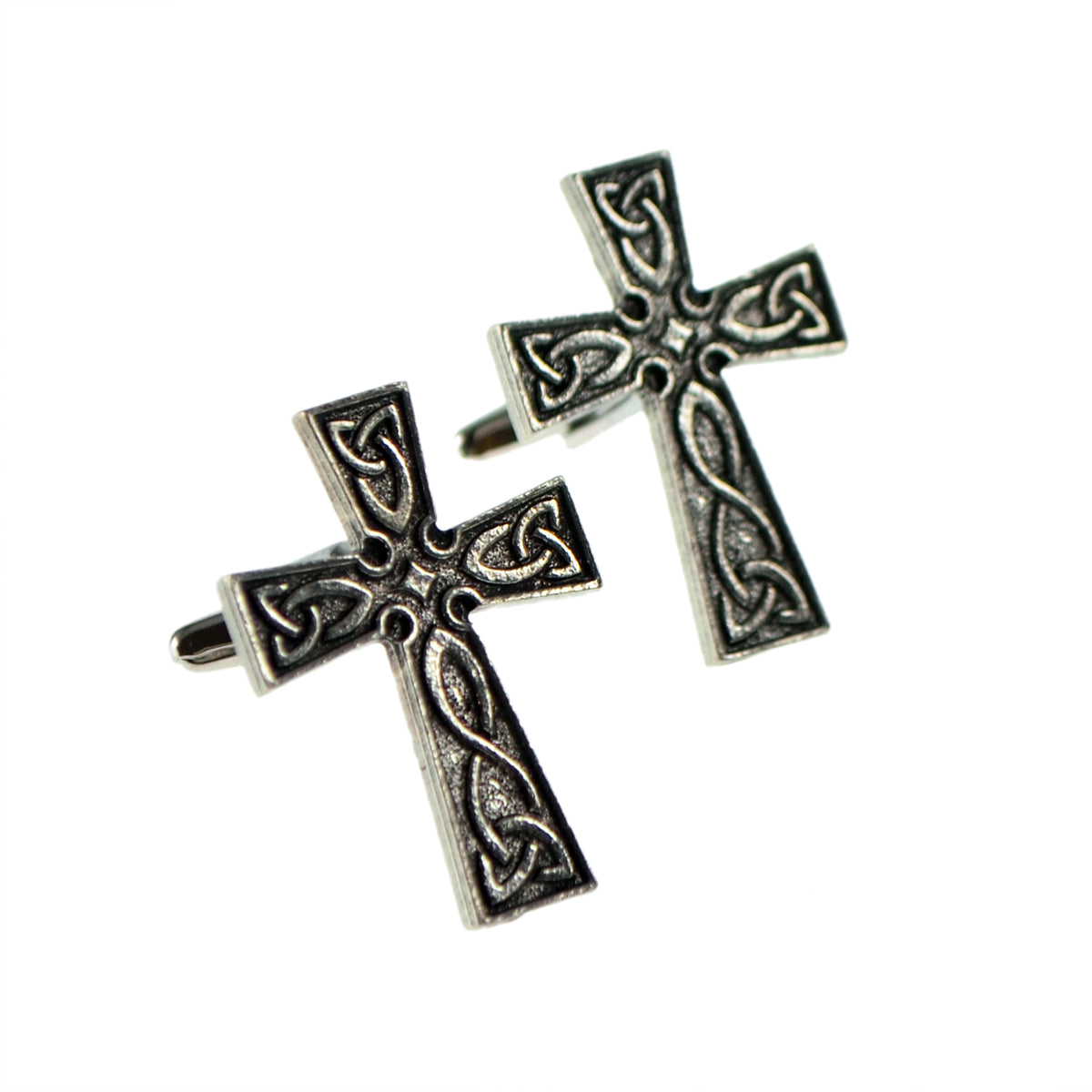 English Made Interlaced Celtic Cross Pewter Cufflinks | Ashton and Finch