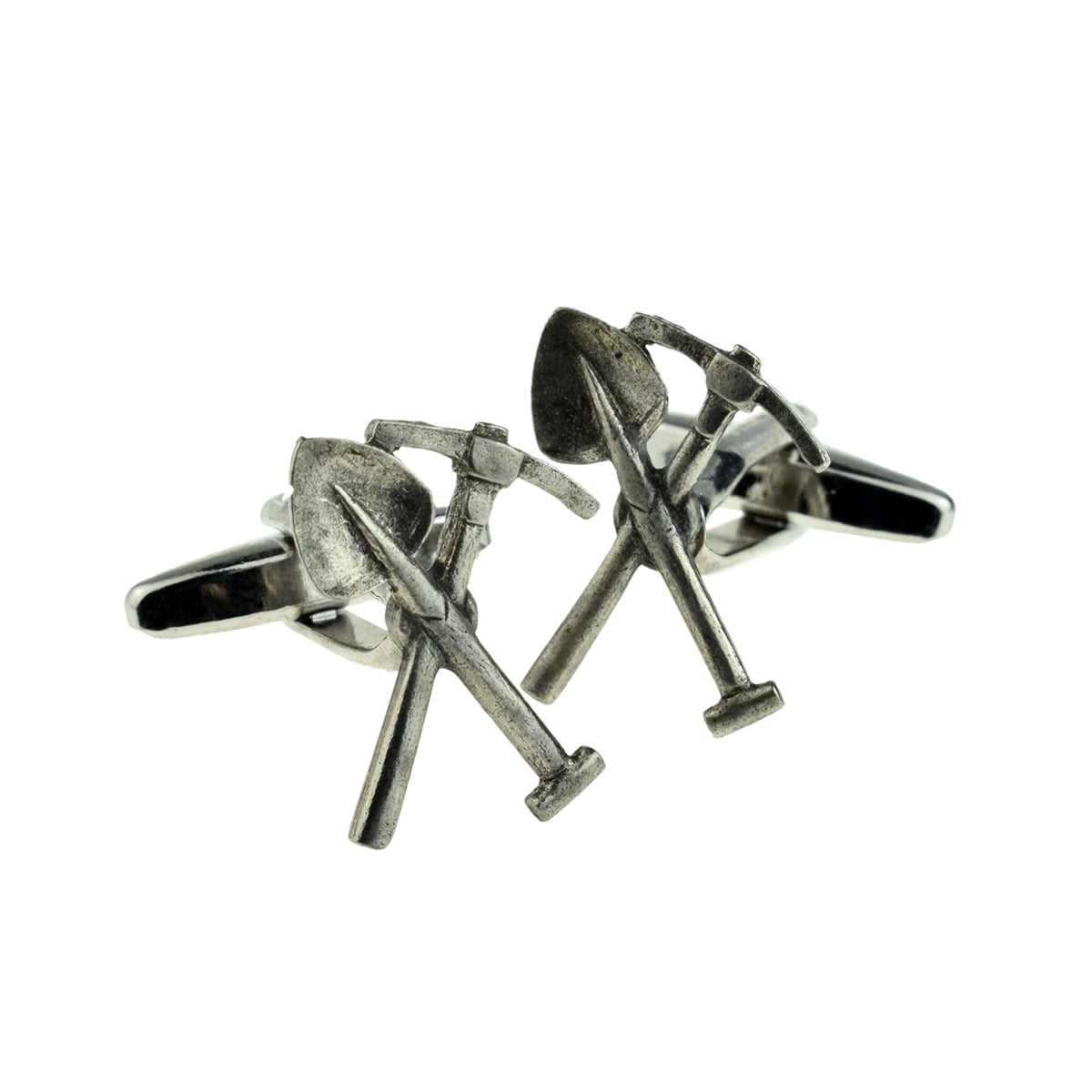 English Made Pewter Cufflinks Miners Tools Pick & Shovel | Ashton and Finch