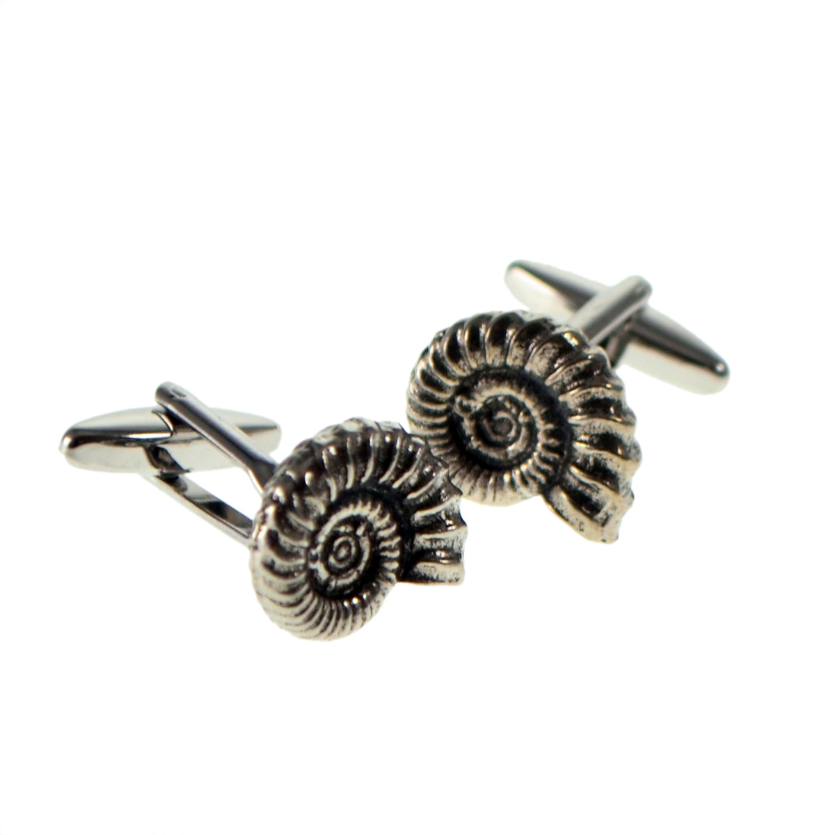 English Made Ammonite Pewter Cufflinks | Ashton and Finch