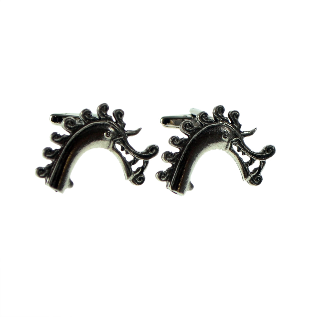 English Made Viking Dragon Head Pewter Cufflinks | Ashton and Finch