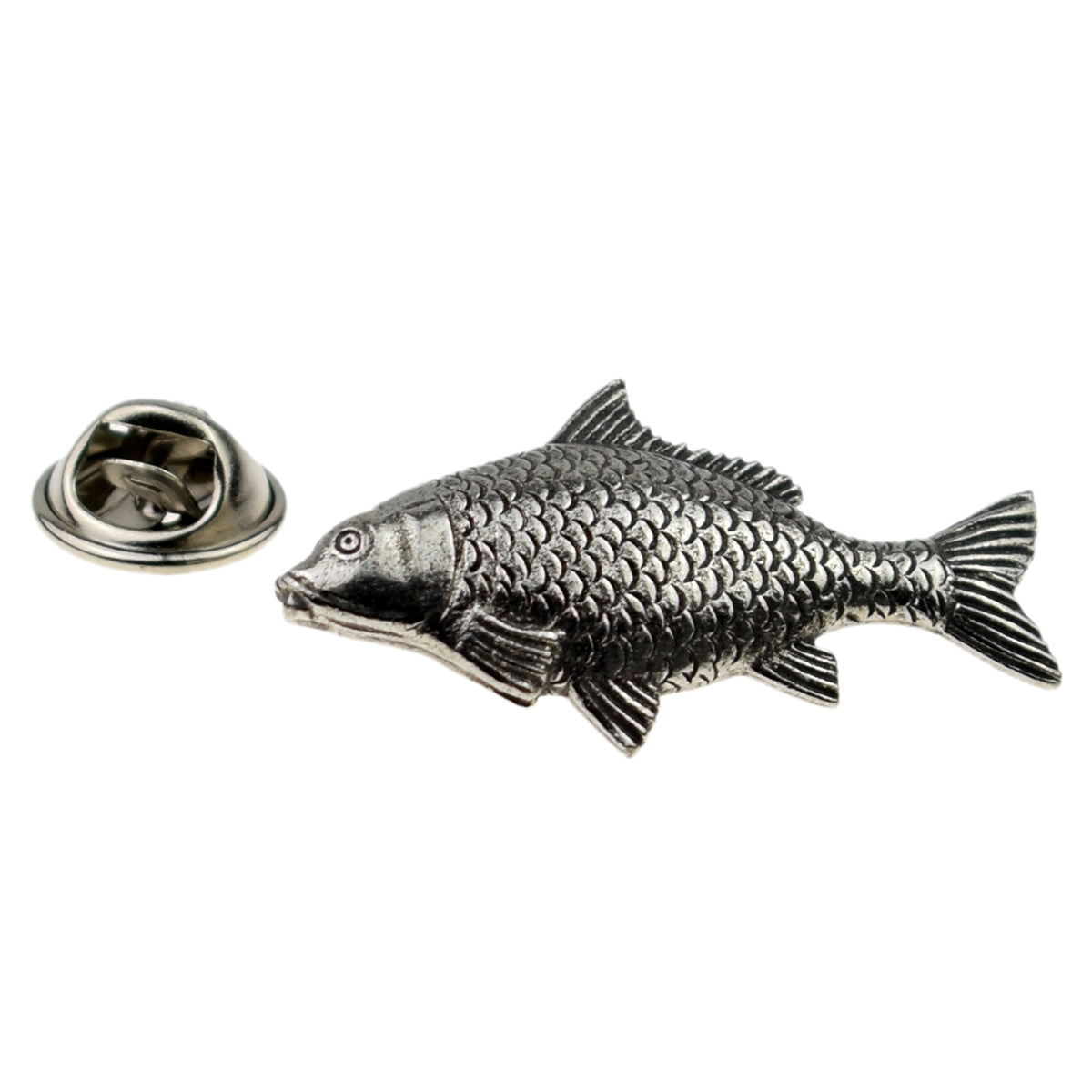 Carp Fish English Pewter Lapel Pin Badge