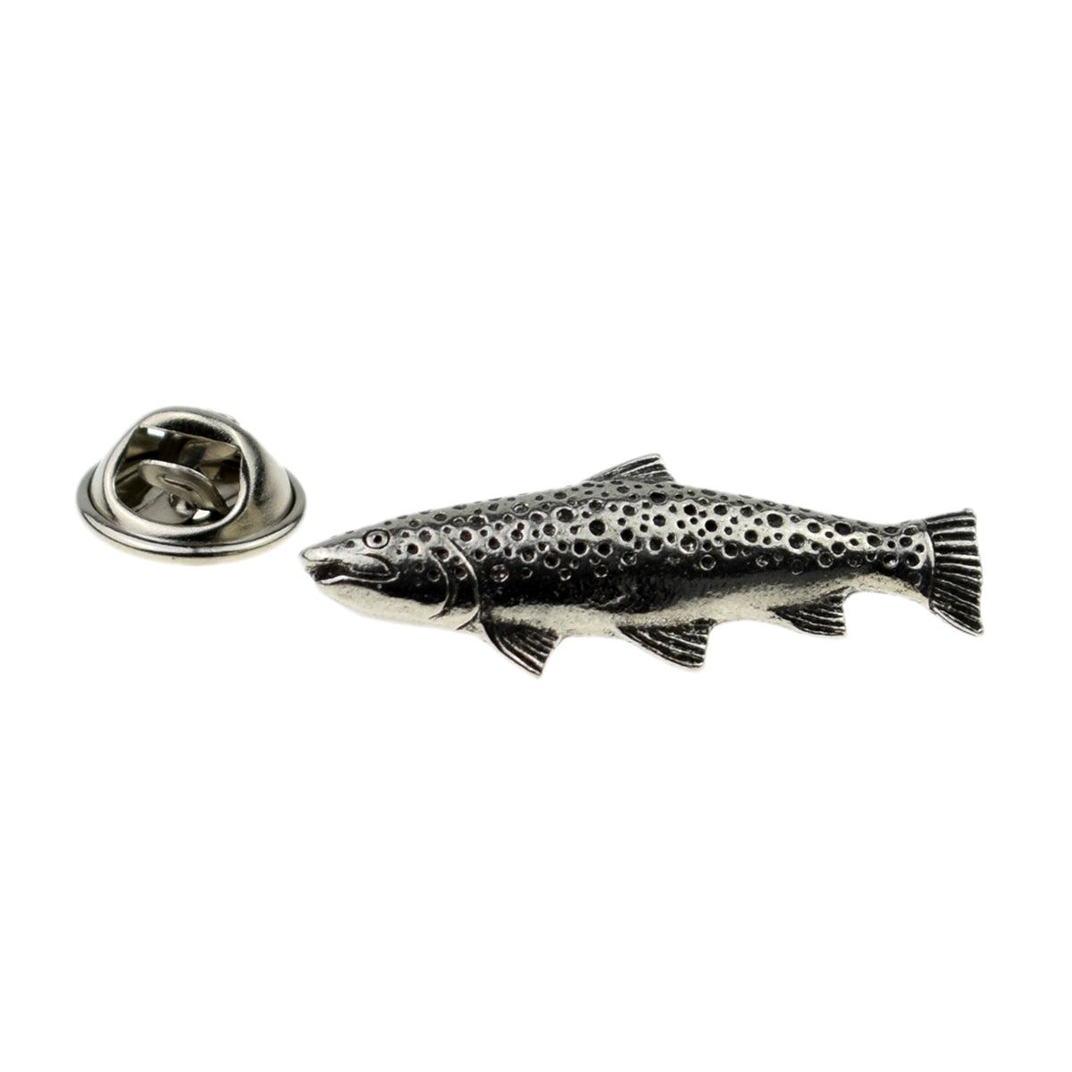 Trout Fish English Pewter Lapel Pin Badge
