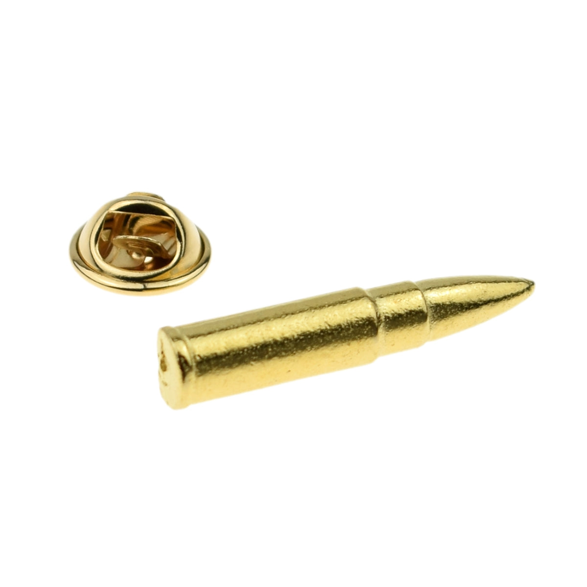 Gold Plated English Pewter Bullet Lapel Pin Badge