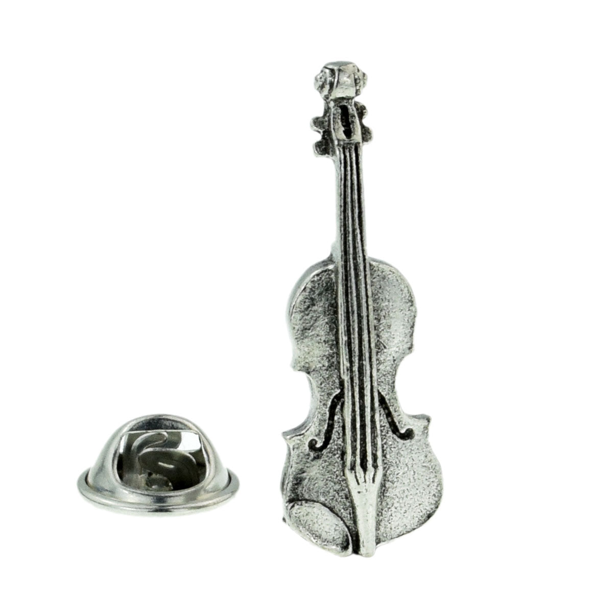 Pewter Violin Lapel Pin Badge