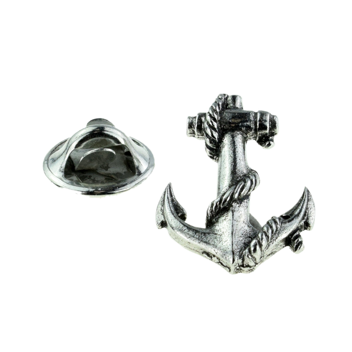 Nautical Anchor & Chain Pewter Lapel Pin Badge