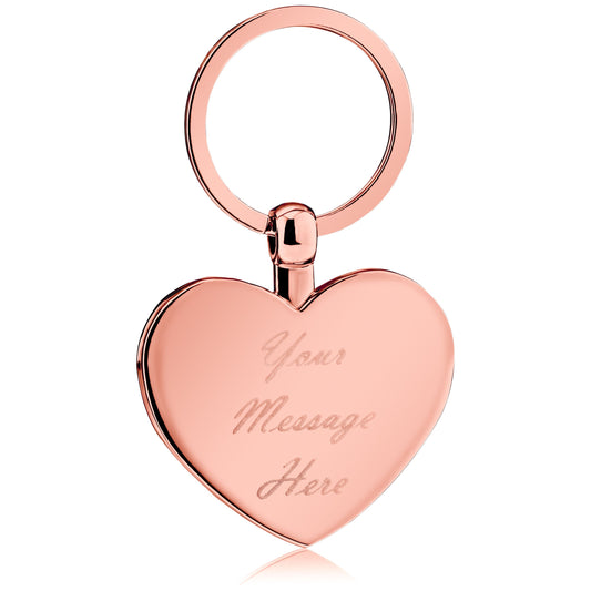 Rose Gold Heart Shaped Keyring Engraved and Personalised - Ashton and Finch