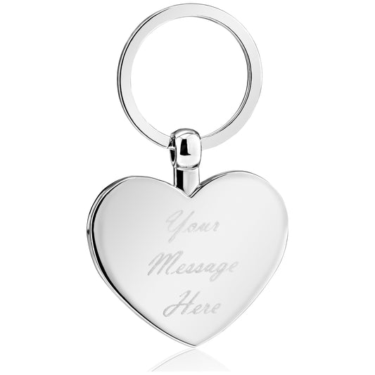 Silver Heart Shaped Keyring Engraved and Personalised - Ashton and Finch