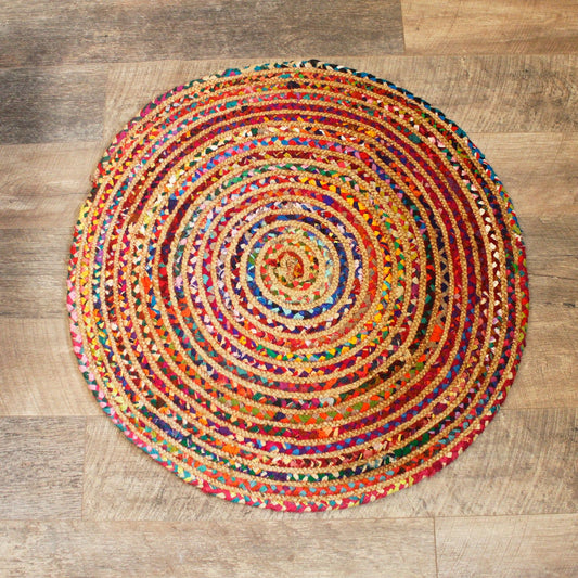 Round Jute and Recycled Cotton Rug - 90 cm - Ashton and Finch