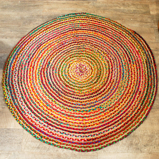 Round Jute and Recycled Cotton Rug - 150 cm - Ashton and Finch