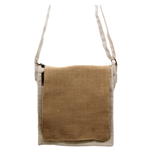 Cotton Canvas Messenger Bag - Natural and Soft Jute - Ashton and Finch