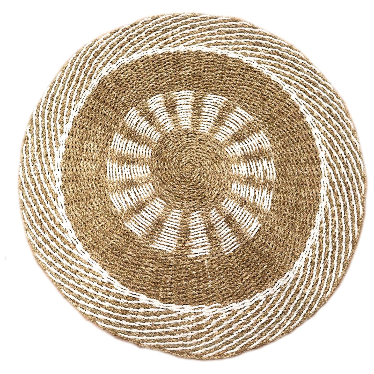 Round Seagrass White & Tan Rug - Inner Sun - 1m - Ashton and Finch