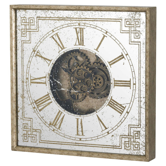 Mirrored Square Framed Clock with Moving Mechanism - Ashton and Finch