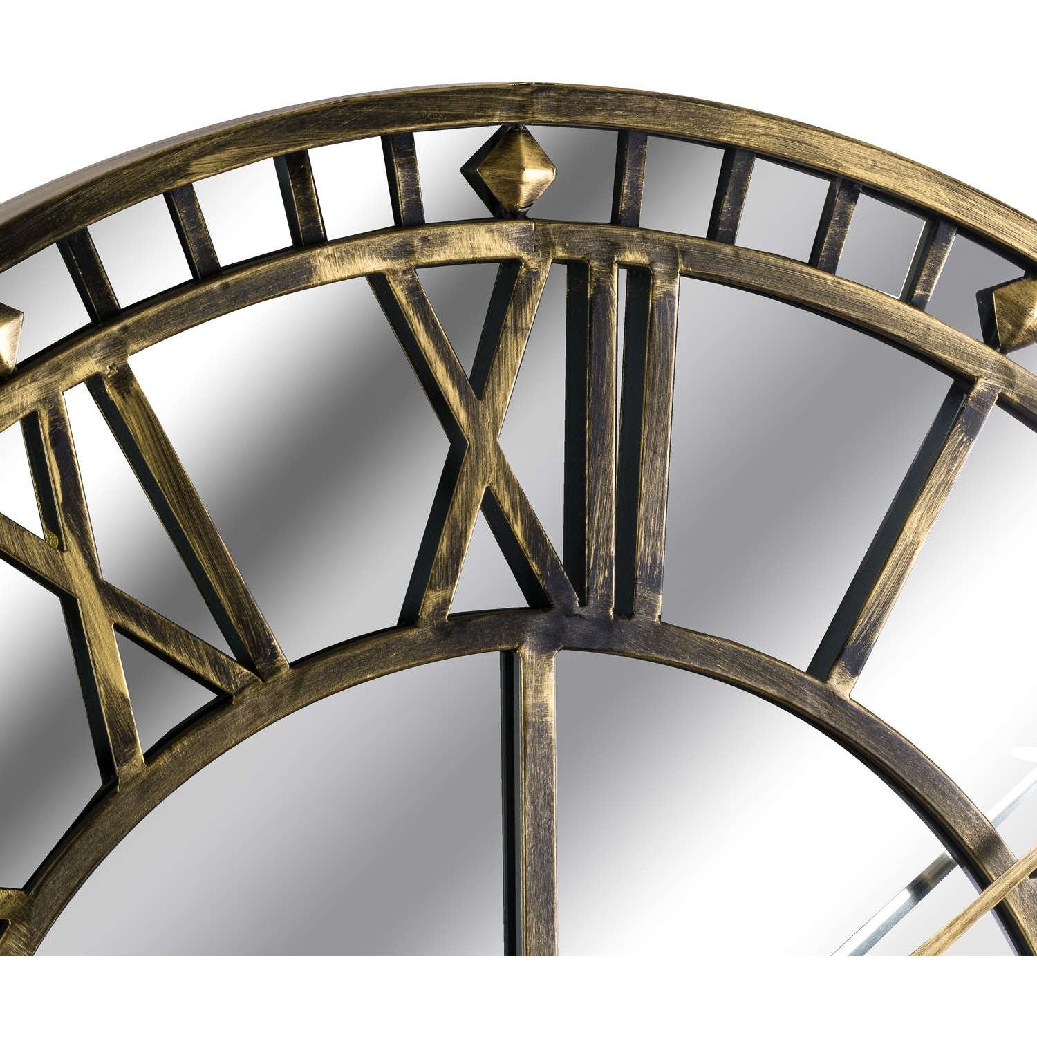 Large Antique Brass Mirrored Skeleton Clock - Ashton and Finch