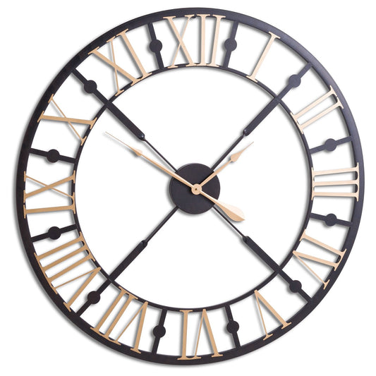 Black And Gold Skeleton Clock - Ashton and Finch