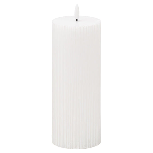 Luxe Collection Natural Glow 3x8 Textured Ribbed LED Candle - Ashton and Finch