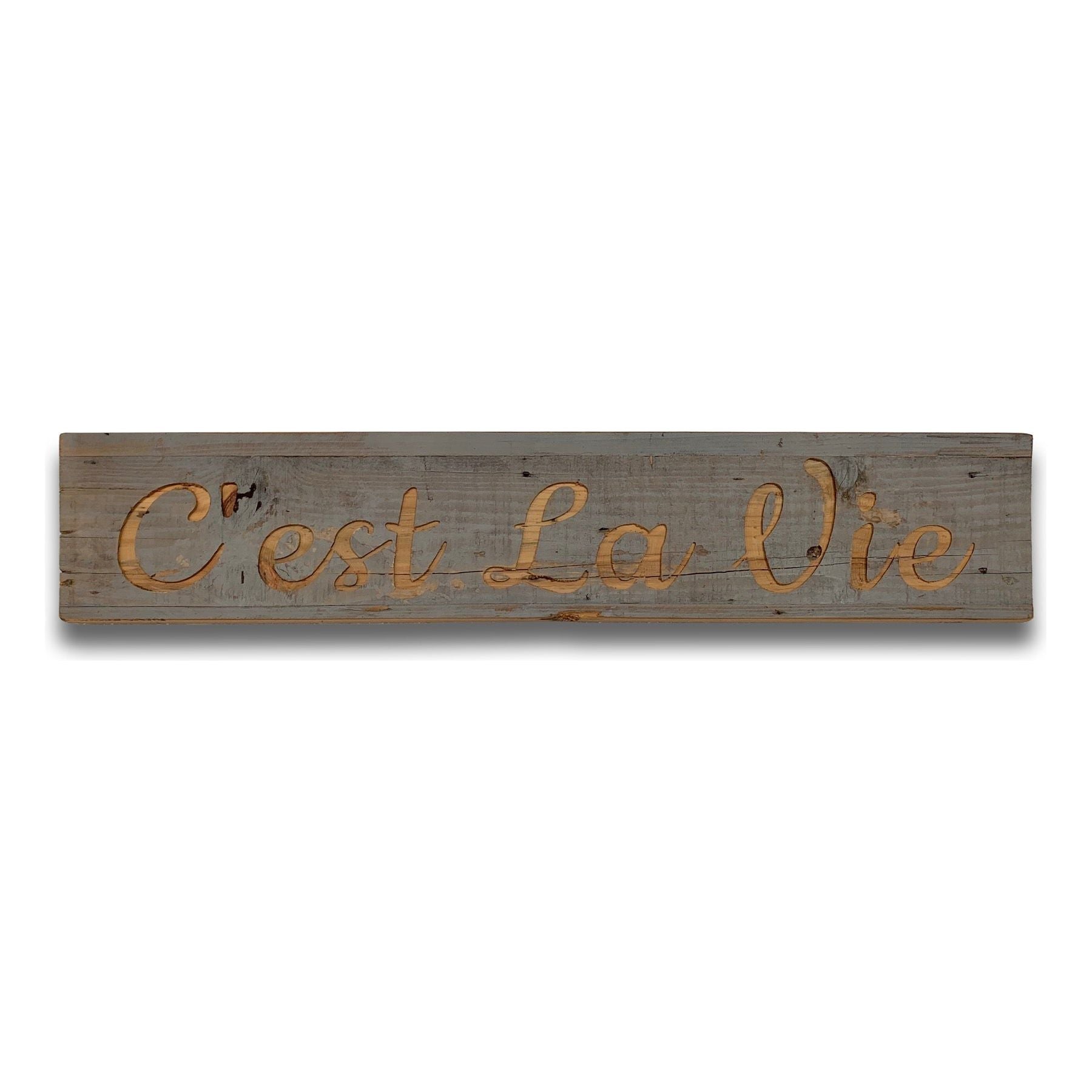 Cest La Vie Grey Wash Wooden Message Plaque - Ashton and Finch