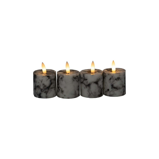 Luxe Collection Natural Glow Marble Set of 4 LED Votives - Ashton and Finch