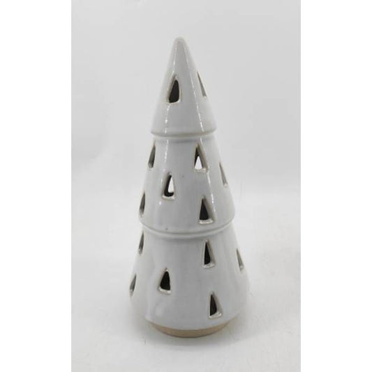Large White Ceramic Cut-Out Tree With LED Lights - Ashton and Finch