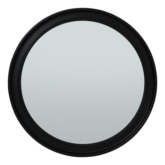 Black Wood Round Framed Large Mirror - Ashton and Finch