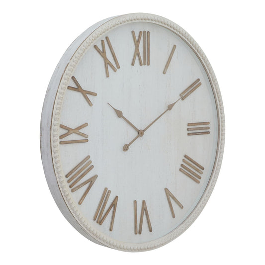 Large Rustic White Clock With Beaded Frame - Ashton and Finch