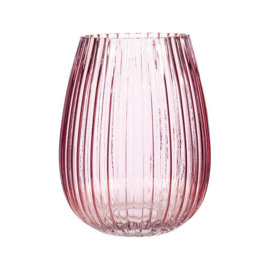 Fluted Glass Vase Pink - Ashton and Finch