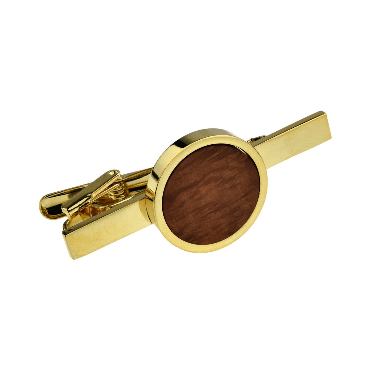Briar Wood Round Gold Plated Tie Clip | Ashton and Finch