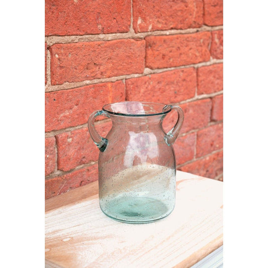 Glass Flower Vase with Handles Daisy Bubble Design 17cm - Ashton and Finch