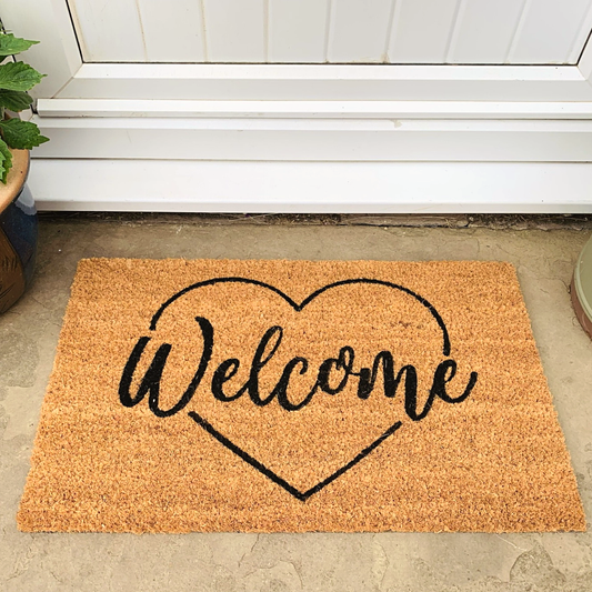 Coir Doormat with Welcome & Heart Shape - Ashton and Finch