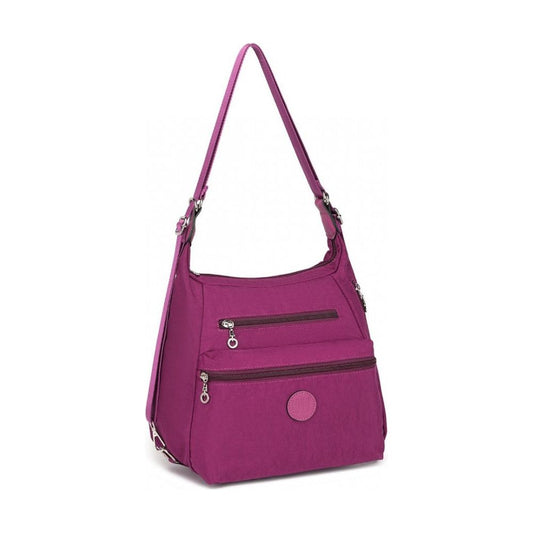 THREE WAY MULTIPURPOSE CASUAL SHOULDER BAG WITH DOUBLE ZIPPERS - PURPLE - Ashton and Finch