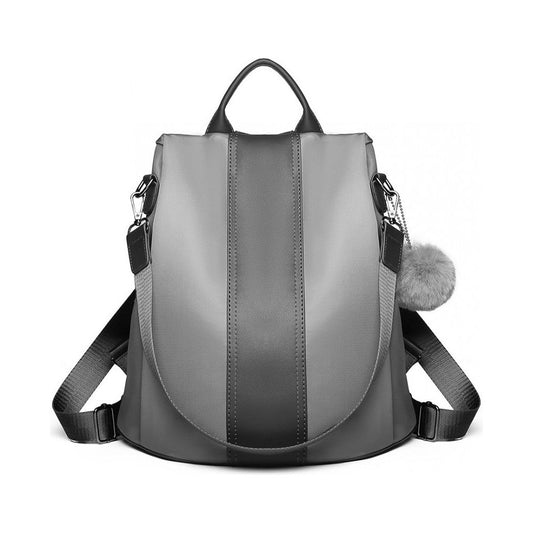 Backpack Shoulder Bag With Pom Pom Pendant - Grey - Ashton and Finch