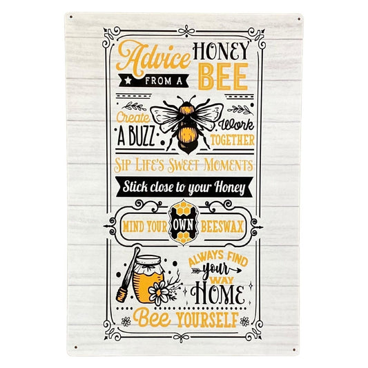 Metal Sign Plaque - Advice From A Honey Bee - Ashton and Finch