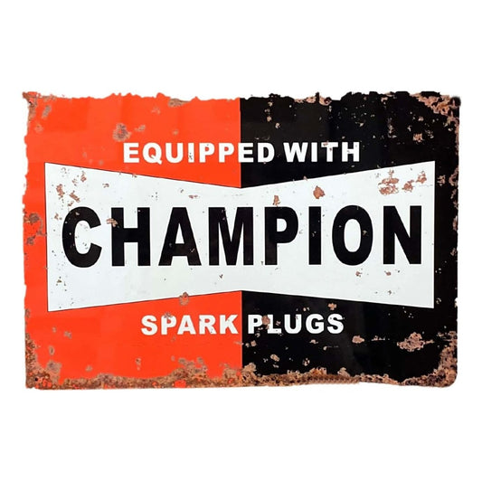 Metal Wall Sign Plaque - Champion Spark Plugs - Ashton and Finch