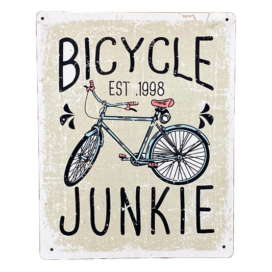 Metal Sign Plaque - Bicycle Junkie Bike - Ashton and Finch
