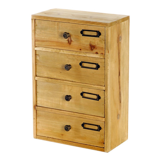 Tall 4 Drawers Wooden Storage 23 x 13 x 34 cm - Ashton and Finch
