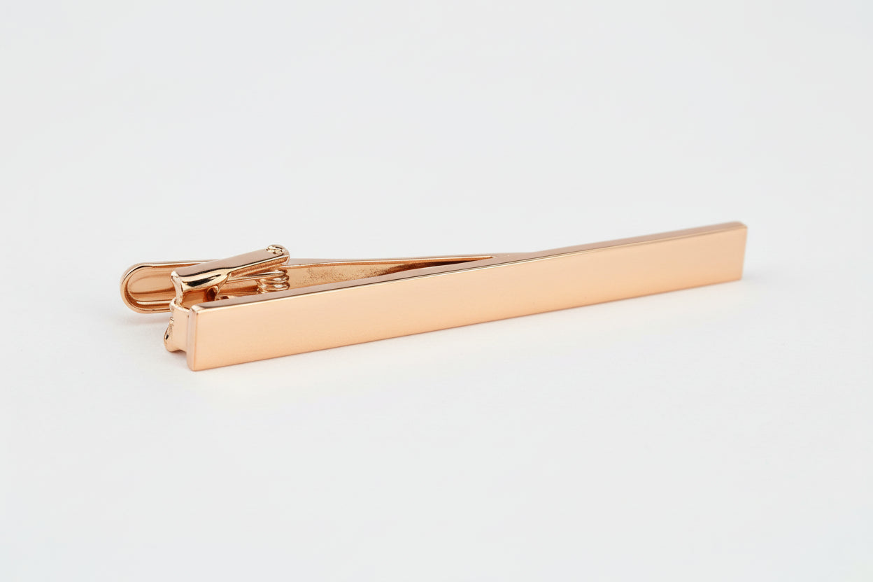 Rose Gold Square Cornered Tie Clip Engraved and Personalised | Ashton and Finch