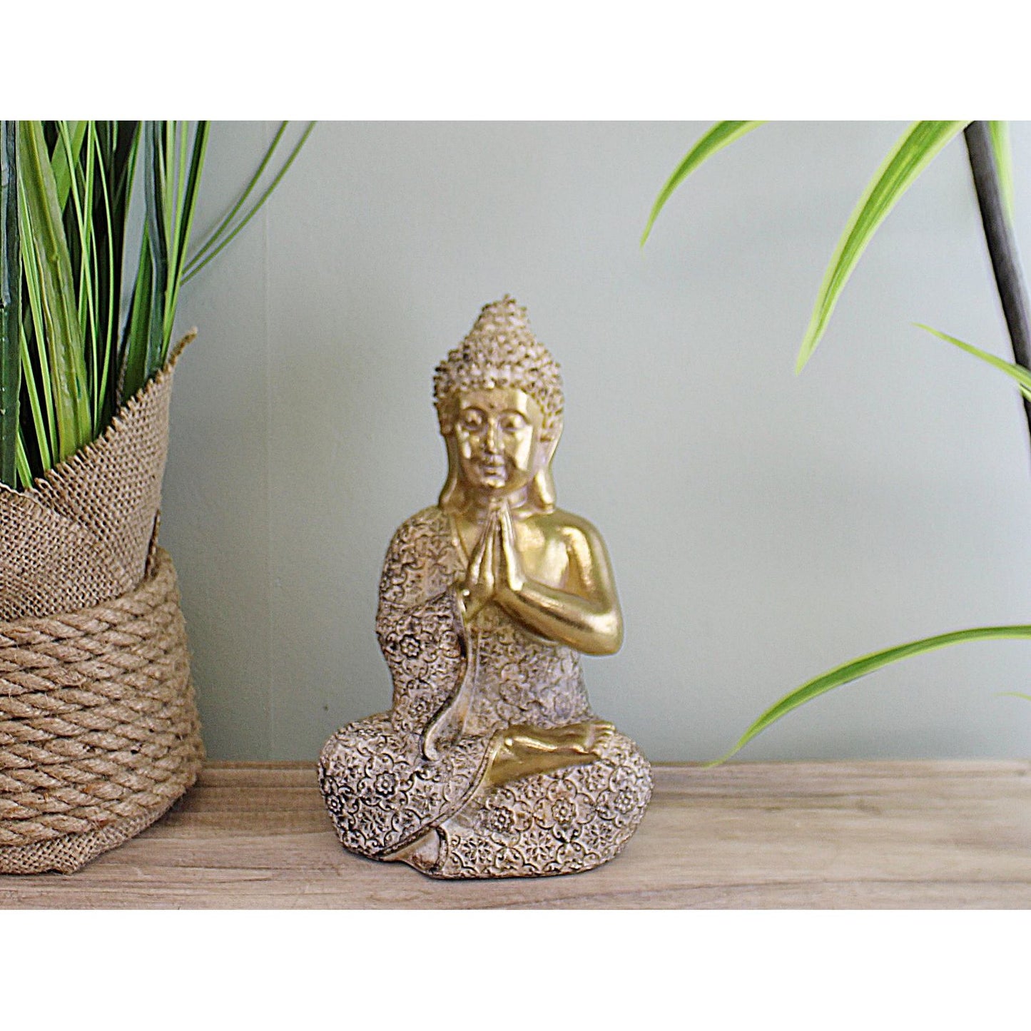 Gold Sitting Buddha Ornament, Praying, 19cm - Ashton and Finch