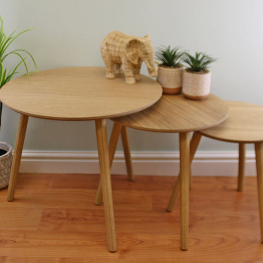 Set of 3 Round Nest Of Tables, Wooden Finish - Ashton and Finch
