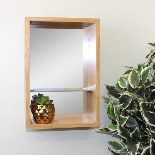 Small Veneered Mirror Shelf Unit, 31x21cm - Ashton and Finch