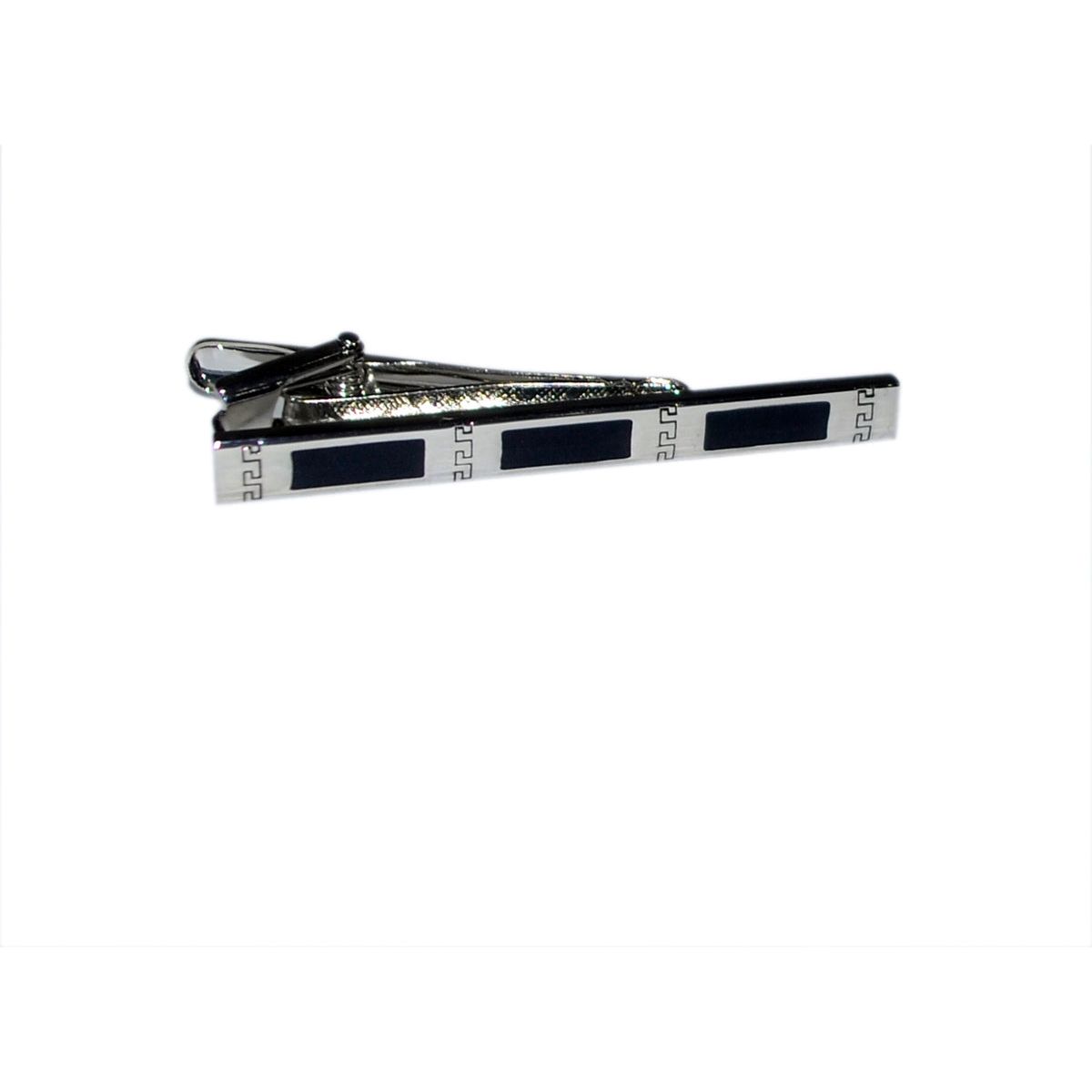 Tie Clip With Black Inserts and Pattern | Ashton and Finch