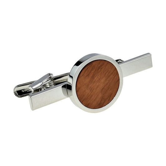 Briar Wood Round Gold Plated Tie Clip - Ashton and Finch