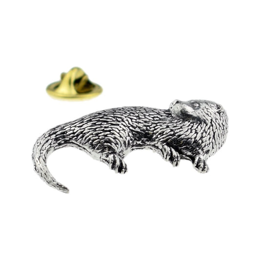 Otter Pewter Lapel Pin Badge in pewter - Ashton and Finch