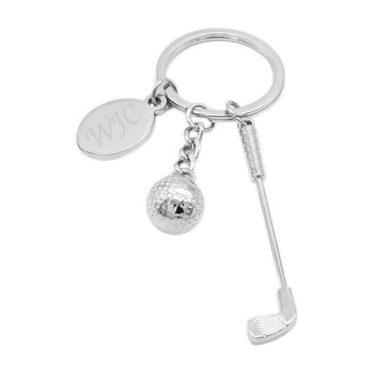 Golf Club and Golf Ball Keyring Engraved and Personalised - Ashton and Finch