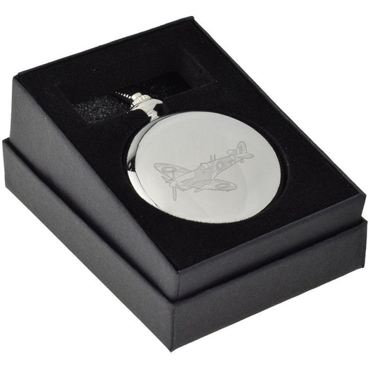 Spitfire Design Silver Pocket Watch Engraved and Personalised - Ashton and Finch