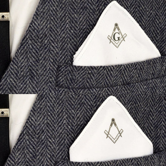 Masonic Compass & Square Pocket Square - with or without G - Ashton and Finch